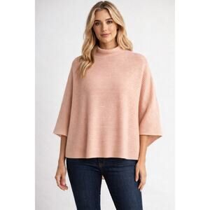 Project 100% Cashmere Peach Ribbed Poncho Sweater Women’s One Size